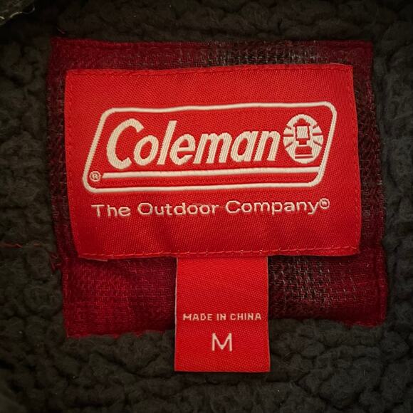 Coleman Red Plaid Shacket Mens M Sherpa Lining Cotton Country Outdoorsy Grunge - Picture 9 of 11